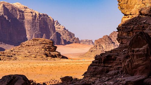 Rotsachtig landschap in Wadi Rum, Jordanië