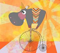 Nilpferd auf Fahrrad für Kinderzimmer