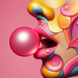 pink bubble gum art by studio photoflash
