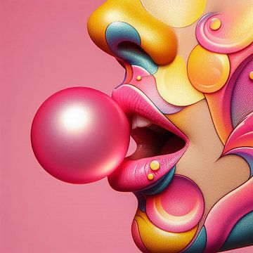 pink bubble gum art van studio photoflash