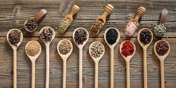 Culinary diversity: spices, salt and pepper