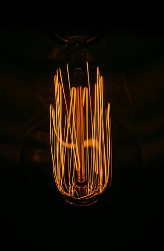 Gloeiende gloeidraden in oude gloeilamp van kautsar1 art
