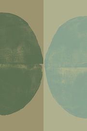 Abstract shapes in beige, white, green and blue. by Dina Dankers