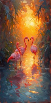 Flamingos at Sunset by Whale & Sons