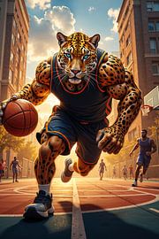 LEOPARD – Die athletische Raubkatze spielt auf der Straße Basketball