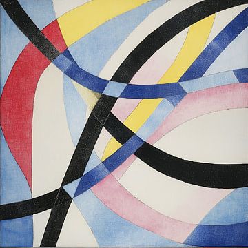 Abstracte vlakken in rood, blauw en zwart