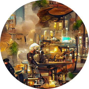 Straatcafé in de avond van Max Steinwald