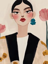 Modern portrait in pastel colours, illustration by Carla Van Iersel