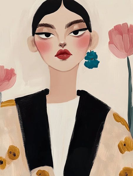 Modern portret in pastelkleuren, illustratie van Carla Van Iersel