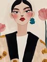 Modern portret in pastelkleuren, illustratie van Carla Van Iersel thumbnail