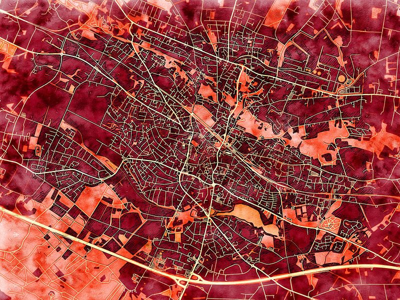 Carte de Ibbenbüren avec le style 'Amber Autumn' par Maporia