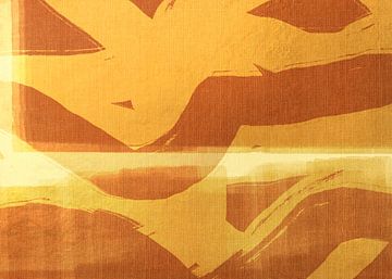 Gouden stroom. Abstract landschap in warme kleuren. van Dina Dankers