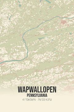Vintage landkaart van Wapwallopen (Pennsylvania), USA. van MijnStadsPoster