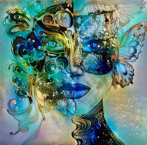 Maskerade-Glühen im Dunkeln, Serie Gesichter, blau