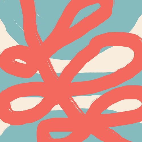 Rood blad op wit en lichtblauw. Modern kleurrijk abstract.