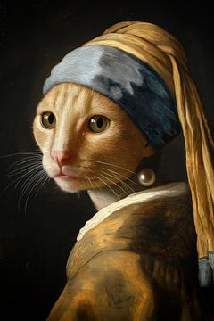Cat with pearl earring by ARTemberaubend