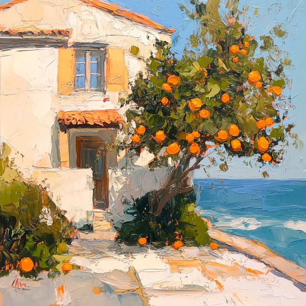 Orange tree by the sea by Poster Art Shop