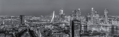 Panorama of Rotterdam skyline at night by PJS foto