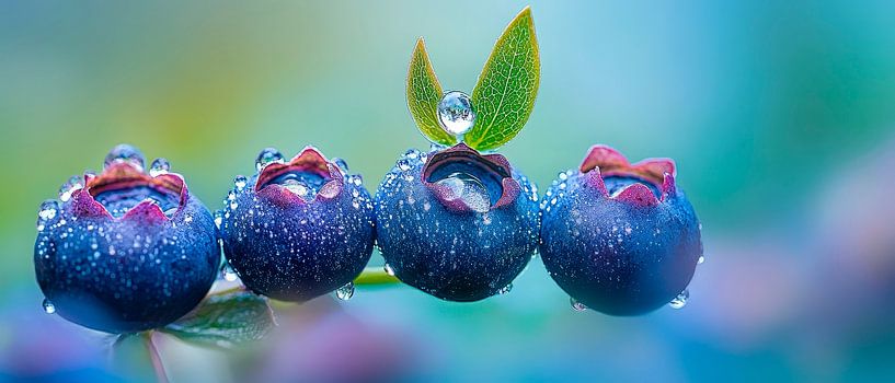 Fresh blueberries with dewdrops by Poster Art Shop
