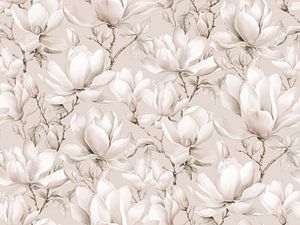Magnolia Floral Nostalgia Ivory Cream Beige
