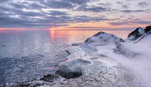 Glace et neige à l'IJsselmeer sur Claudia De Vries