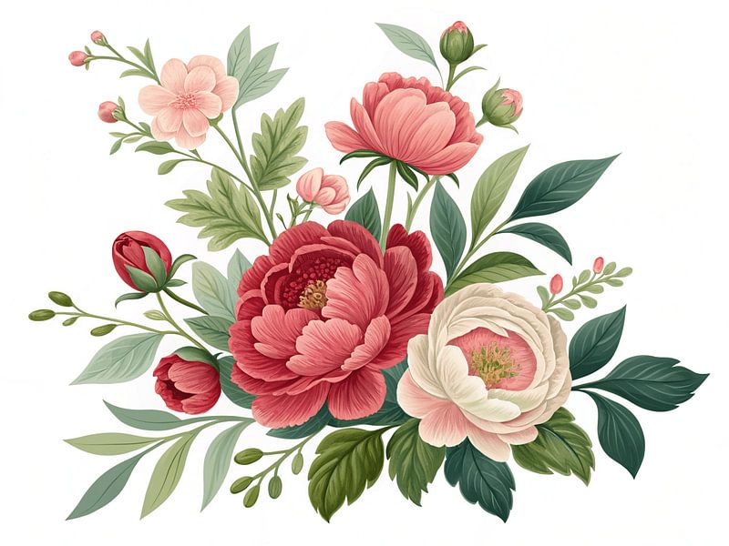 Arrangement floral élégant de pivoines et de fleurs par Artistic