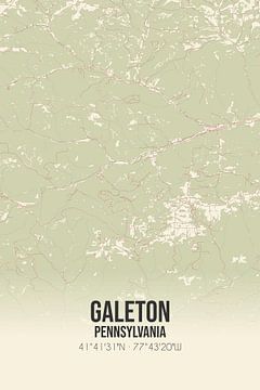 Vintage landkaart van Galeton (Pennsylvania), USA. van Rezona