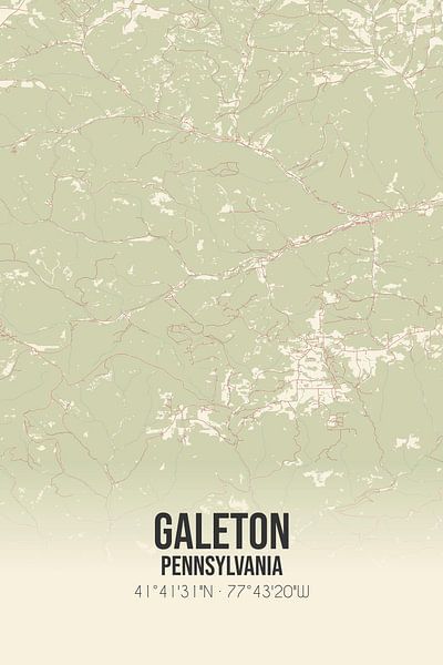 Vintage map of Galeton (Pennsylvania), USA. by Prints of Place