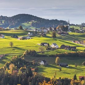 An idyllic village in the Appenzell region – Swiss rolling countryside in the evening light by Conny Pokorny