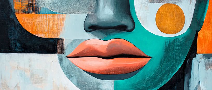 Abstract portrait in bold colours by Poster Art Shop