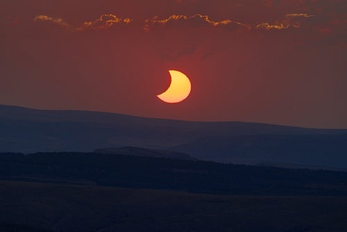 Spectacular Sunset and Solar Eclipse Moment in Teruel, Spain