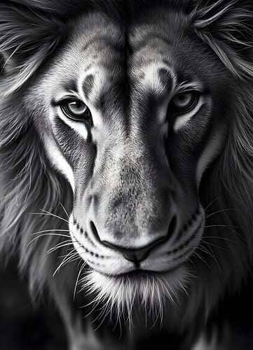 TW living - black white photo - lion 1