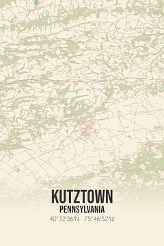 Alte Karte von Kutztown (Pennsylvania), USA. von Rezona