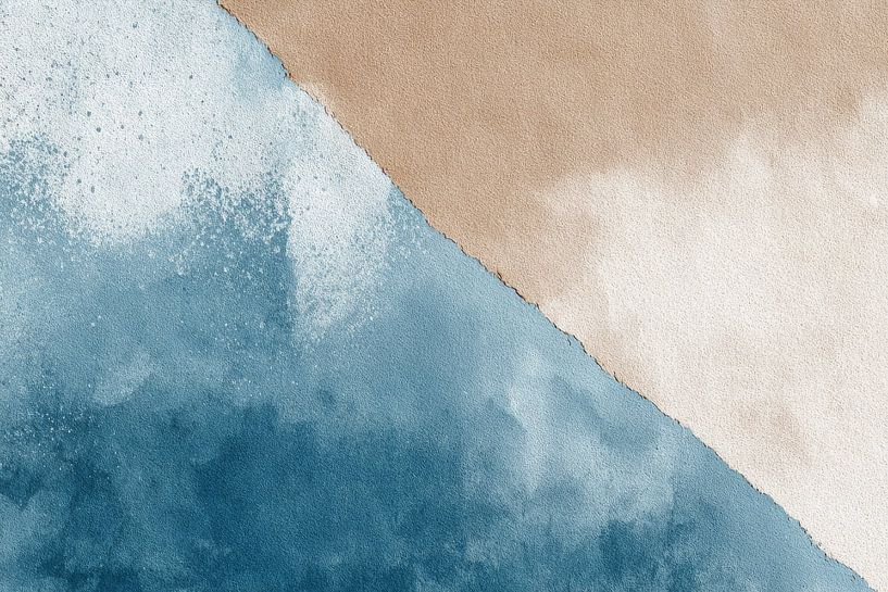 Texture abstraite carrés d'aquarelle bleu beige par Eva Lee
