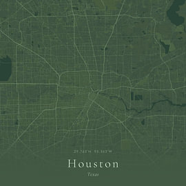 Historische Landkarte von Houston, Vereinigte Staaten von Ortsdrucke
