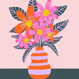 Kleurrijke bloemen in een vaas van Angela Minca