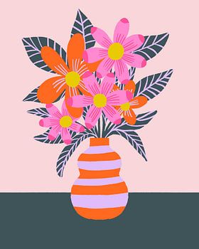 Fleurs colorées dans un vase