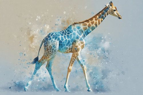 Giraffe in Abstracte Waterverfbeweging