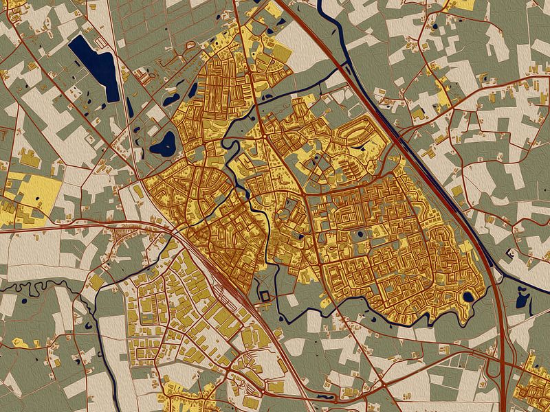 Map of Boxtel in the style of Gustav Klimt by Maporia