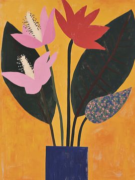 Stilleven met bloemen in warme kleuren van Studio Allee