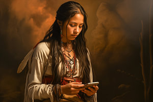 Indianerin mit Smartphone