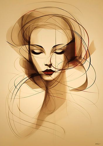 minimalistisch schilderij van een vrouw