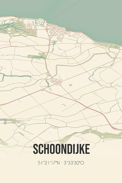 Vintage map of Schoondijke (Zeeland) by Prints of Place