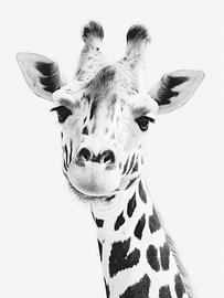 Giraffe Portrait – Black and White Safari Art by StudioRemier
