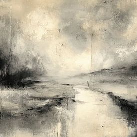A misty landscape in black and beige by Joriali Abstract