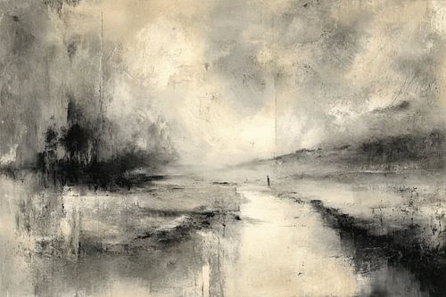 A misty landscape in black and beige by Joriali Abstract