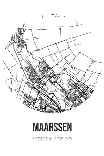 Maarssen (Utrecht) | Landkaart | Zwart-wit