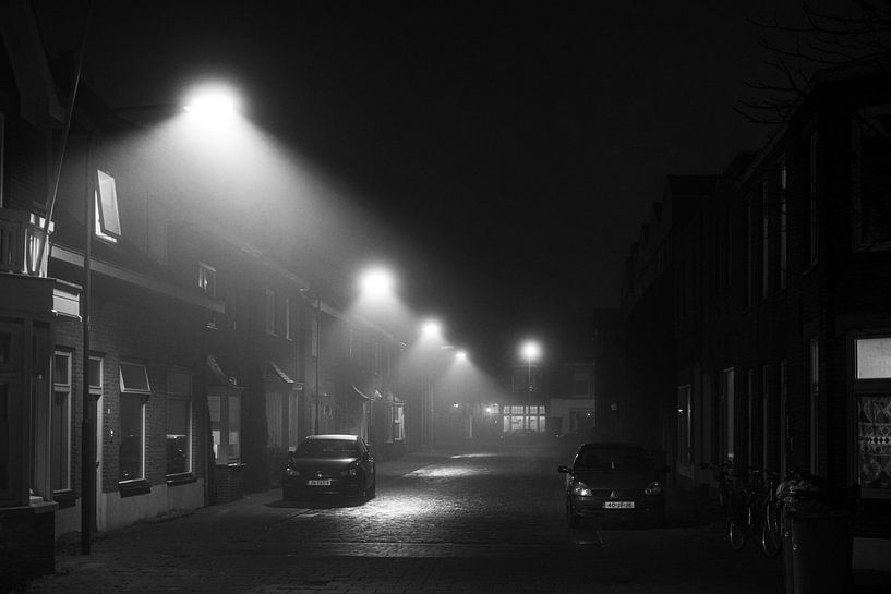 Street in the evening and mist by Wouter Bos
