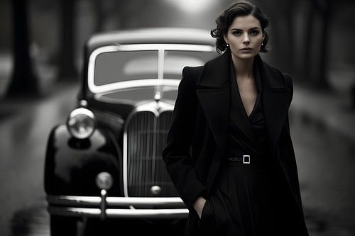 Portret van een dame met oldtimer #2