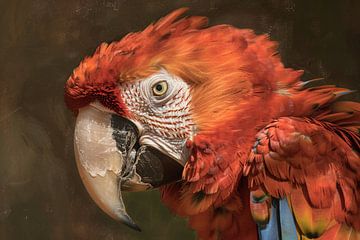 Realistisch schilderij van kleurrijke papegaai van Art & Soul Creations